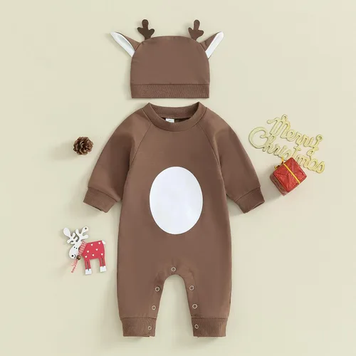 Vista 2 de Scloutarry Mameluco de manga larga con cuello redondo para bebé y niña, ropa de Navidad para bebé