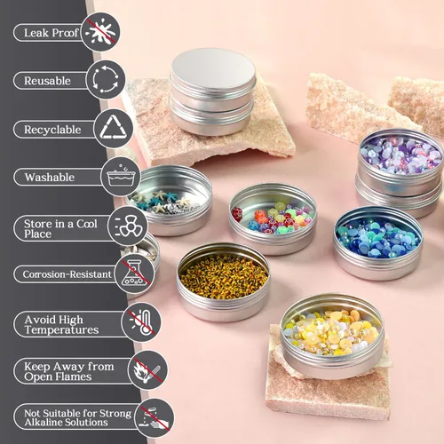 Vista 5 de Paquete de 12 latas de 4 onzas con tapas, latas redondas de 4 onzas, lata de aluminio de boca ancha con tapas, recipientes de metal de 4 onzas