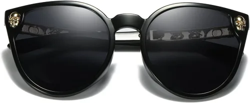 Vista 9 de Dollger Lentes de sol con diseño de calavera, y aros con forma de ojo de gato, protección UV400