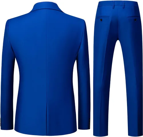 Vista 2 de Trajes de 2 piezas para hombre, traje de esmoquin ajustado para hombre, un botón, un solo botonadura, boda, casual, negocios, chaqueta, pantalones