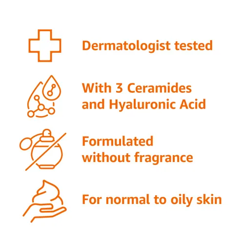 Vista 7 de Amazon Basics Limpiador facial espumoso con ceramidas y ácido hialurónico, suave lavado facial diario, no comedogénico, sin fragancia, 12 onzas