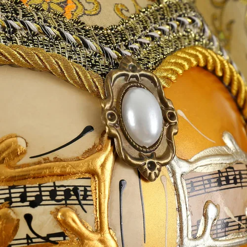Vista 5 de Máscara de bufón veneciano para mascarada, máscara de música Mardi Gras para pared, colección de arte decorativo Dorado