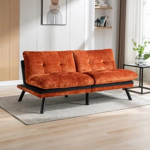 Vista 10 de anwickjeff Sofá cama futón, sofá convertible moderno, sofá biplaza plegable, sofás de futón transpirables para espacios pequeños compactos