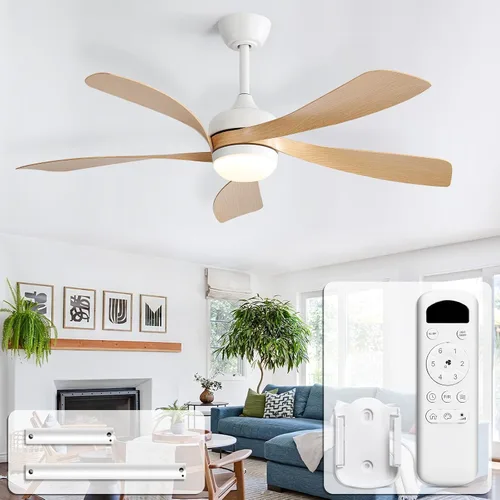 Vista 9 de CACI Mall Ventilador de techo inteligente de 52 pulgadas con luces, control remoto, compatible con Alexa/Google/App, 5 cuchillas, iluminación