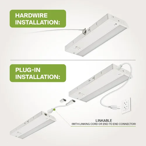 Vista 8 de ASD Iluminación LED para debajo del gabinete con enchufe o cableado de 9 pulgadas, luces regulables debajo del gabinete con interruptor