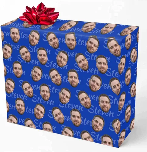 Vista 23 de M YESCUSTOM Papel de regalo con fotos personalizadas, papel de regalo para el Día de la Madre, Día del Padre, cumpleaños, Navidad