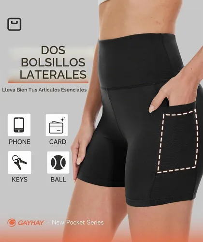 Vista 4 de Biker Shorts for Women with Pockets - 8"/5"/3" Booty Black Spandex Shorts Verde militar