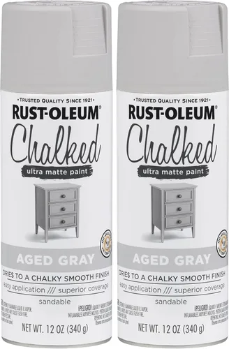 Vista 42 de Rust-Oleum 302592 - Pintura a la tiza en aerosol ultramate de 12 onzas (paquete de 1), color gris envejecido