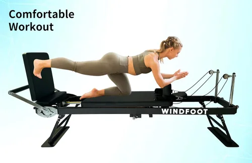 Vista 14 de Pilates Reformer Machine Equipment with Springs & Cords for Home Workout, Foldable Pilates Equipment with Jump Board for All Level Users