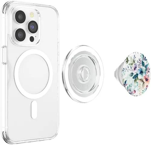 Vista 3 de PopSockets MagSafe PopGrip con diseño floral de acuarela botánica para iPhone