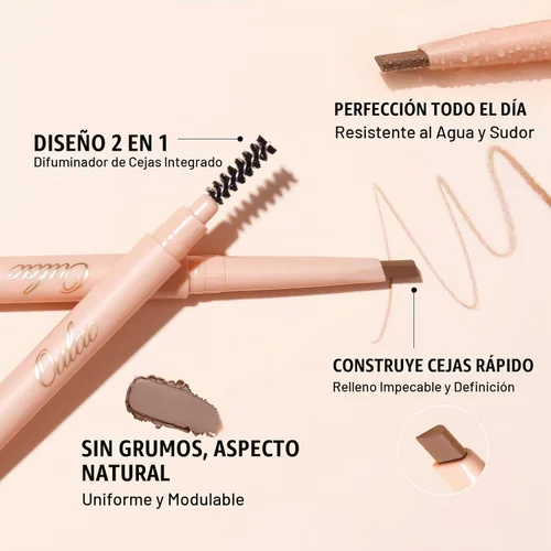 Vista 2 de Oulac Lápiz de cejas rubio, barra retráctil impermeable para cejas con cepillo, de larga duración, resistente a las manchas, vegano y libre de 01