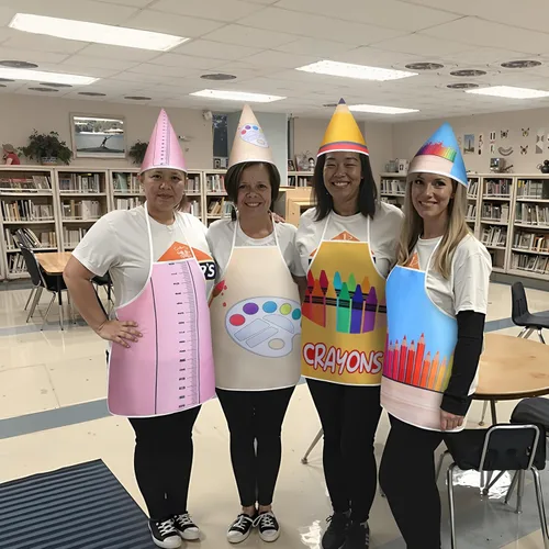 Vista 4 de Berlune 9 juegos de disfraces de grupo de Halloween para profesores, delantal y sombrero, divertidos disfraces de Halloween para grupo familiar