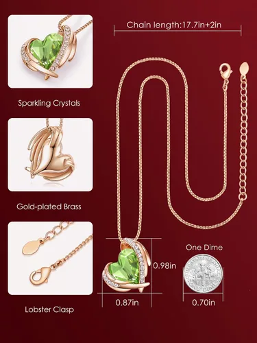 Vista 4 de CDE Love Heart Pendant Necklaces for Women Silver Tone Rose Gold Tone Crystals Birthstone Christmas Jewelry Gifts for Women Mother's Day