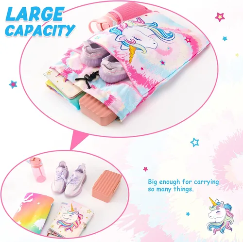 Vista 3 de WAWSAM Mermaid Gym - Mochila con cordón, Unicornio Rosa, Mochila con cordón para gimnasio