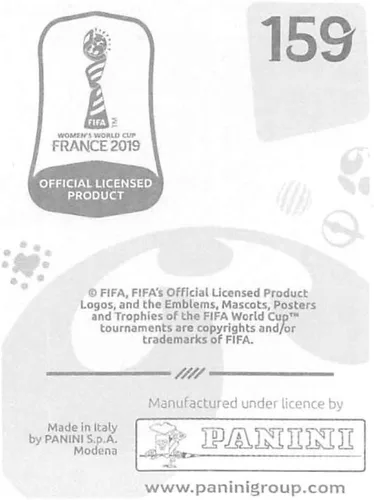 Vista 2 de Panini FIFA Copa Mundial Femenina Francia 2019 Calcomanías de Álbumes (solo adhesivo individual) Fútbol #159 Kaylin Swart Sudáfrica 2 pulgadas por 2