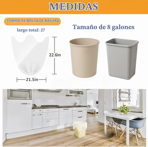 Vista 2 de Teivio Bolsas de basura medianas con lazo superior, 8 galones, 120