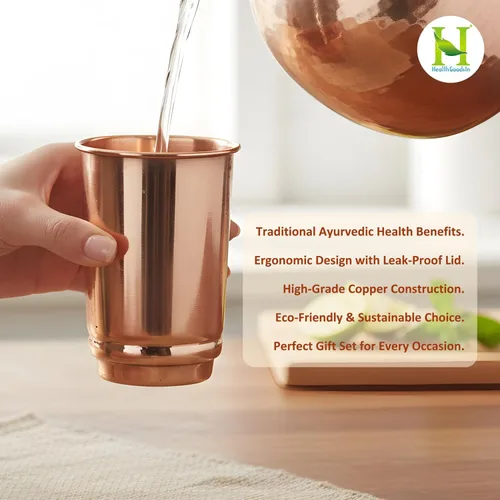 Vista 6 de HealthGoodsIn Juego de 2 vasos de cobre puro para agua, vaso de cobre ayurvédico para uso diario, acabado brillante, 11.83 oz (11.8 fl oz)