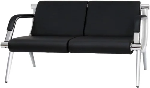 Vista 10 de kinbor Silla de invitados para sala de espera, silla de recepción de oficina de cuero PU, negro