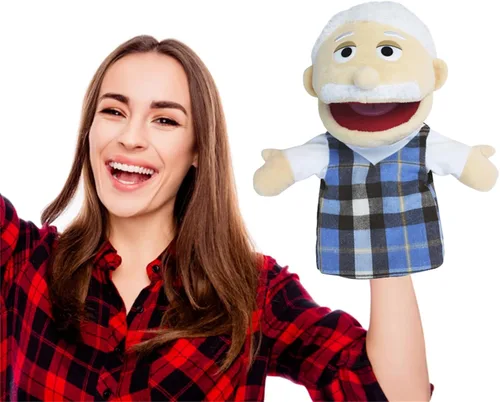 Vista 4 de Marionetas de mano encantadoras para la familia, con apertura de boca, marionetas de peluche, juguetes para juegos de rol, juguete de enseñanza