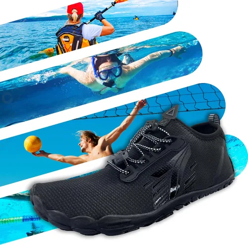 Vista 7 de Whatseaso Zapatos acuáticos para mujeres y hombres, de secado rápido, zapatos descalzos para buceo, natación, surf, aqua, caminar, playa, yoga