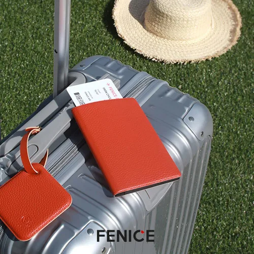 Vista 2 de Fenice Funda clásica para pasaporte, funda tipo cartera para viajes, esencial con bloqueo RFID, piel vegana, impermeable (negro)