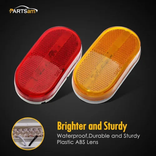 Vista 7 de Partsam 10 luces rectangulares de 4 pulgadas para remolque RV con 6 luces LED laterales con lente reflejo [certificado DOT] montaje en superficie