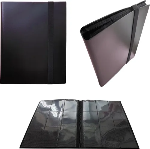 Vista 3 de Carpeta para tarjetas coleccionables, 9 bolsillos de colección de álbumes de tarjetas para tarjetas de béisbol Yugioh MTG, protección de Negro