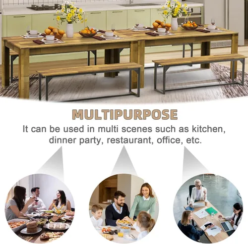 Vista 13 de 71" Kitchen Dining Table for 6-8, Farmhouse Wood Rectangular Dinner Table