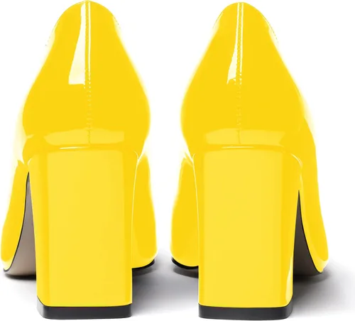 Vista 4 de WAYDERNS Zapatos de tacón alto con puntera cuadrada sólida para mujer, de 3 pulgadas