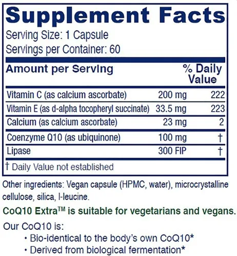 Vista 2 de Vitanica Coq10 Extra, CoQ10 natural, 100 mg, sin OMG, vegano, 60 cápsulas
