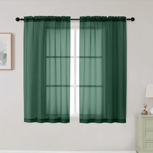 Vista 228 de 2 paneles de cortinas traslúcidas blancas para dormitorio, sala de estar, 96 pulgadas de largo, modernas, suaves, ligeras, con bolsillo para barra
