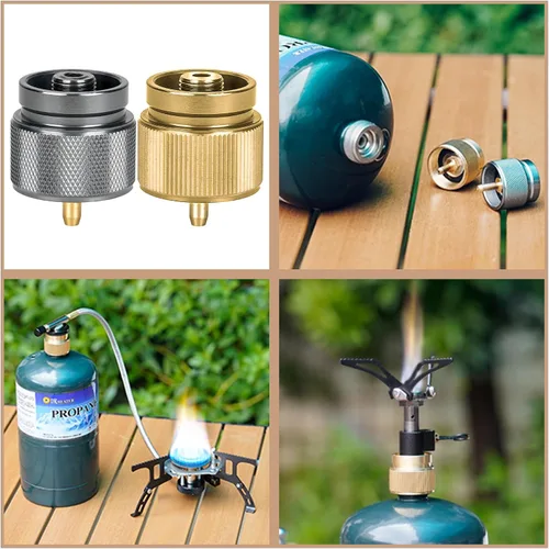 Vista 6 de Adaptador de gas propano de 1 LB para estufa de camping, estufa de mochilero, GS316 Backpacking Stove Convertor, Input EN417 Lindal Valve Output