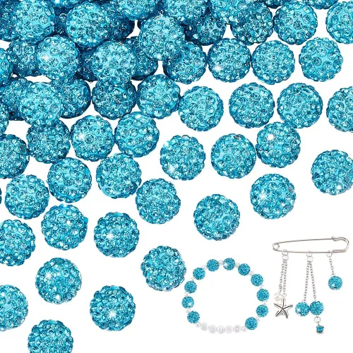 Vista 35 de PH PandaHall - 240 piezas de cuentas de strass en 24 colores, cuentas de cristal de 10 mm, cuentas de bola de discoteca con strass, cuentas