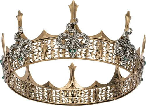 Vista 2 de SWEETV Corona de rey tótem de animal para hombres y mujeres, tiara de metal, accesorios para el cabello para caballero, bruja, gótico, Halloween