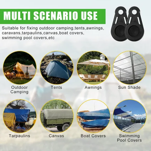 Vista 7 de Clips de sombra resistentes, 20 piezas con bolsa de almacenamiento, clips para sombra solar y abrazaderas para redes antipájaros, accesorios de red