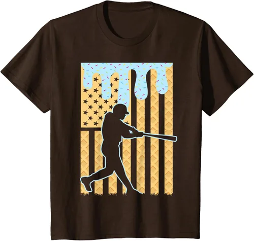 Vista 37 de Camiseta de béisbol Drip Boys Dripping Ice Cream Baseball American Flag, Negro -, Pequeña