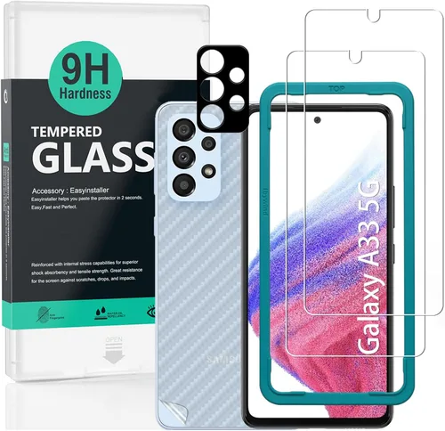 Vista 8 de Ibywind Protector de pantalla para SamSung Galaxy A32 5G (6.5 pulgadas), con 2 piezas de vidrio templado, 1 protector de lente de cámara, 1 película