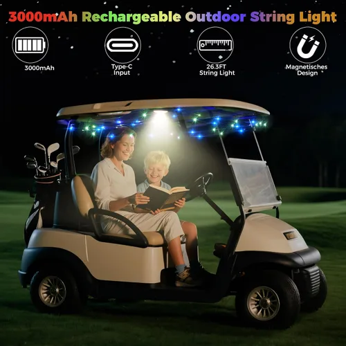 Vista 3 de 10L0L Kit de luces de techo para carrito de golf con tira de luz de neón LED, 5 modos e imán, USB-C recargable, impermeable, luces decorativas