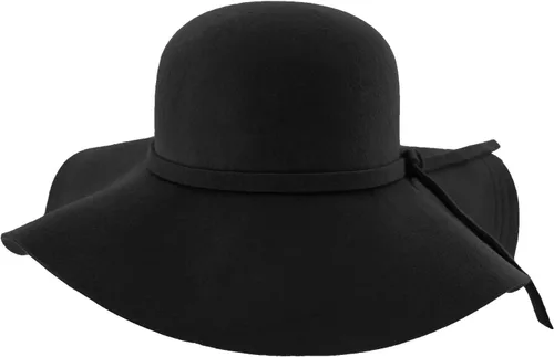 Vista 2 de Wide Brimmed lana Floppy Sombrero Negro