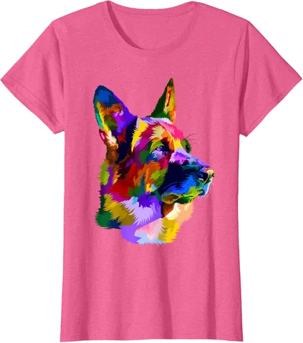 Vista 99 de Camiseta con retrato de pastor alemán para dueños de perros, Negro, S