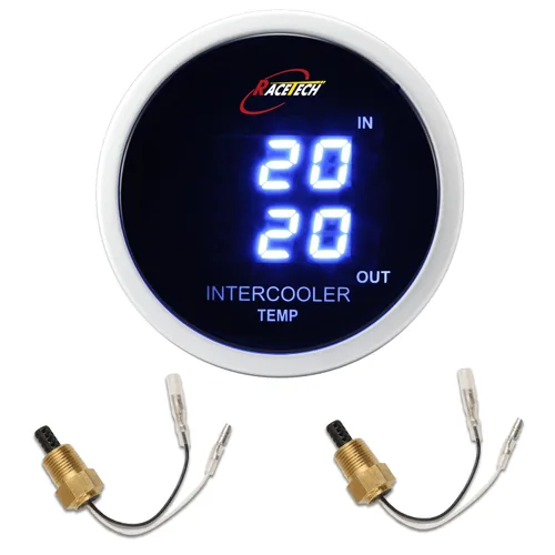 Vista 10 de RACETECH Medidor Digital Dual de Presión de Aceite y Voltímetro - 145 PSI, 8~18V - 52 mm 2-1/16" 20 LED Anillo Exterior Azul con Función