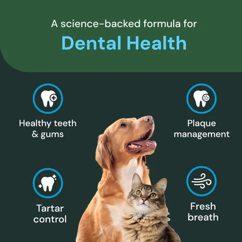 Vista 4 de VETRISCIENCE Polvo de cuidado dental - Suplemento dental en polvo para perros y gatos - Apoya la frescura del aliento - Dientes y encías saludables