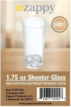 Vista 5 de Zappy 52 vasos desechables de plástico rectos para pared, vasos transparentes de 1.75 onzas, muestra de degustación, tiradores de postre, vino