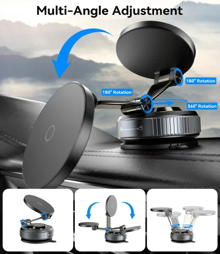 Vista 5 de Soporte magnético para teléfono al vacío, soporte magnético ajustable de 360°, soporte de teléfono Magsafe con ventosa mejorada 2025 para tu