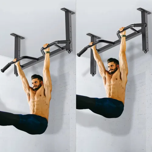 Vista 3 de Kipika 32" Ceiling Mounted Pull Up Bar - Heavy Duty, Highly Adjustable, Multifunctional Chin Up Bar - Home Gym System with Punching Bag Hanger and
