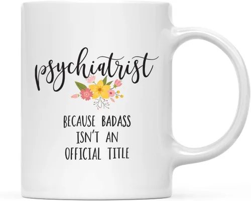 Vista 50 de Andaz Press Taza de café de 11 onzas, regalo de broma, tía porque Badass no es un título oficial, gráfico floral, 1 paquete