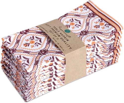 Vista 78 de Fingercraft - Juego de 12 servilletas de tela de mezcla de algodón y lino, con estampado, perfecta para fiestas, cenas, bodas, cócteles y Navidad