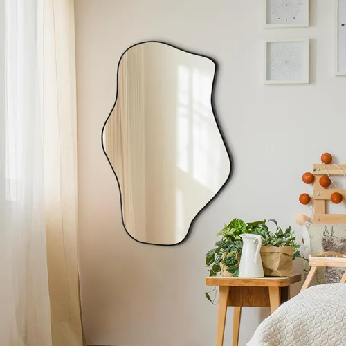 Vista 9 de Espejo de pared irregular, espejos asimétricos de 21 x 14 pulgadas, espejo moderno sin marco para pared, espejos de forma única para sala de estar