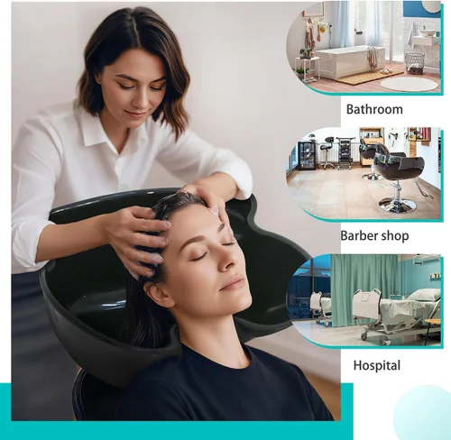 Vista 3 de HomGarden Fregadero de champú de lavabo profundo portátil de altura ajustable con drenaje, herramienta de peluquería para tratamiento del cabello