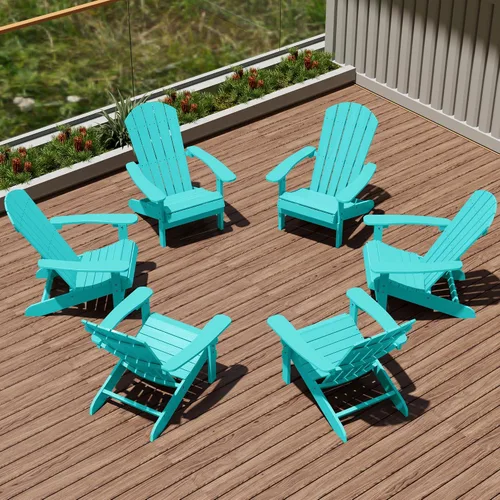 Vista 29 de YEFU Silla Adirondack de plástico resistente a la intemperie, sillas de patio con instalación fácil en 5 pasos, se ve exactamente como madera real
